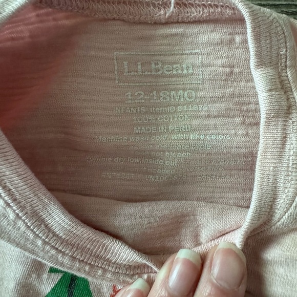 L.L. Bean Pink Long Sleeve Tee with Evergreen Design - Picture 2 of 3